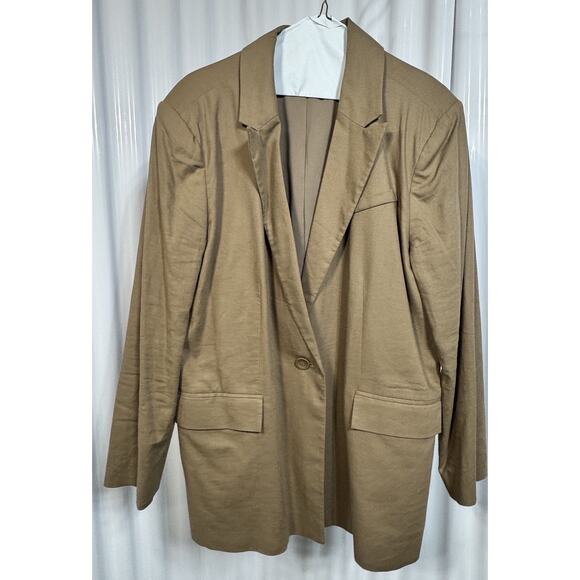 Open Edit Women’s Oversized Blazer Sz M Nordstrom Saharan Tan Jacket Preppy - Picture 5 of 6